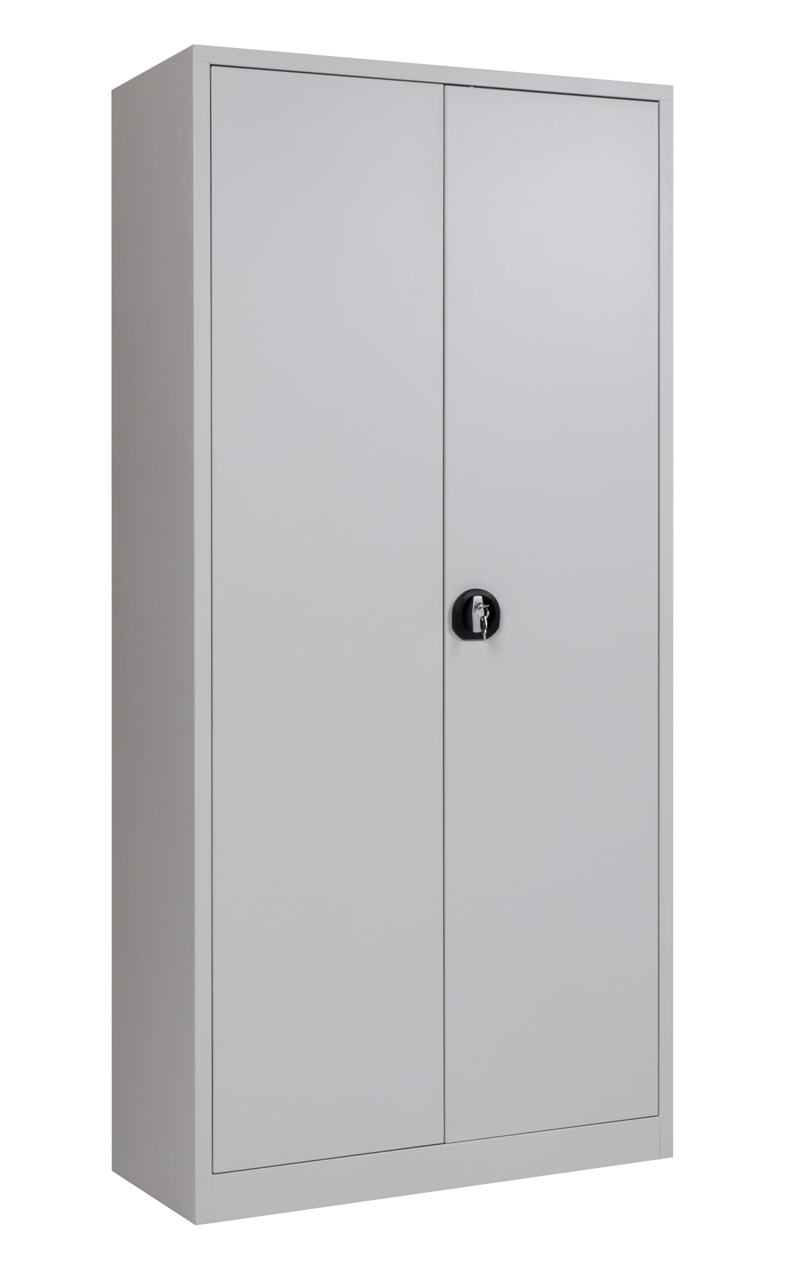 Furni 24 Aktenschrank, fertig montiert, 195x92x42cm, Stahlflügeltürschrank Materialschrank, Abschließbarer Spind, Aktenschrank mit 5 Fächern, Werkzeugschrank, Mehrzweckschrank, Universalschrank, grau