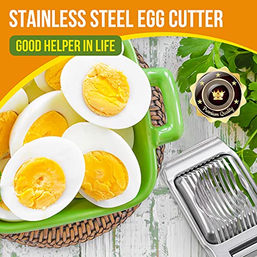 2 Pieces Egg Slicer Hard Boiled Egg Slicer Stainless Steel Wire Egg Slicer Heavy Duty Aluminium Egg Cutter For Egg Strawberry Soft Fruit #TOP1