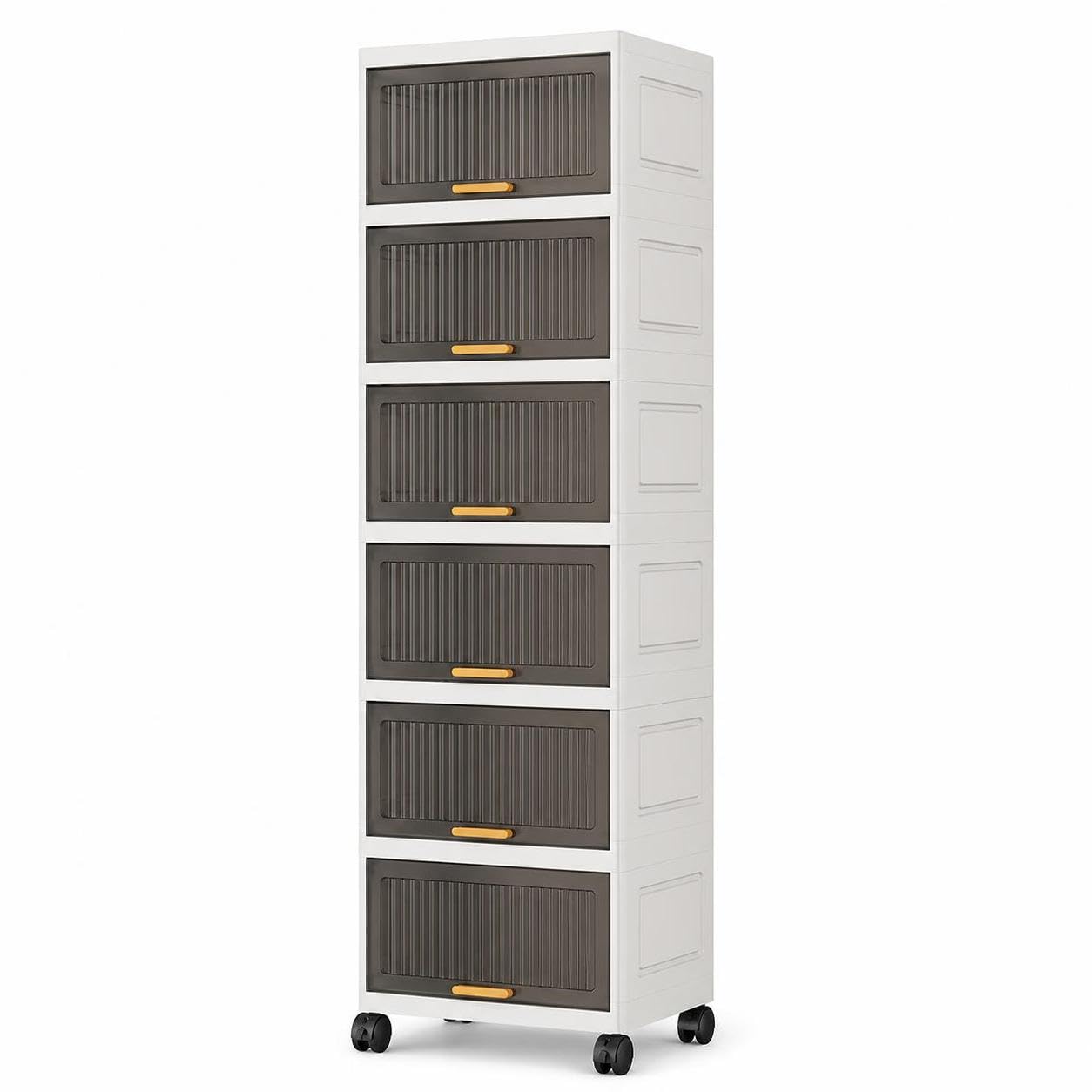 Armoire Rangement roulettes en, 40cm, Noir Transparent, 2 Niveaux