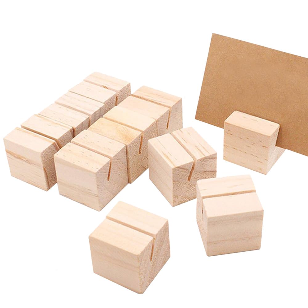 TopHomer 4 tamaños (40 piezas), soportes de madera para tarjetas, para bodas, banquetes, fiestas; número de mesa, foto/imagen, soporte de menú, restaurante