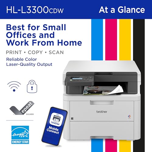 brother hl-l3300cdw wireless digital color multi-function laser printer copy amp scan duplex mobile  includes 2 month refresh subscription trial  amazon dash replenishment ready renewed premium