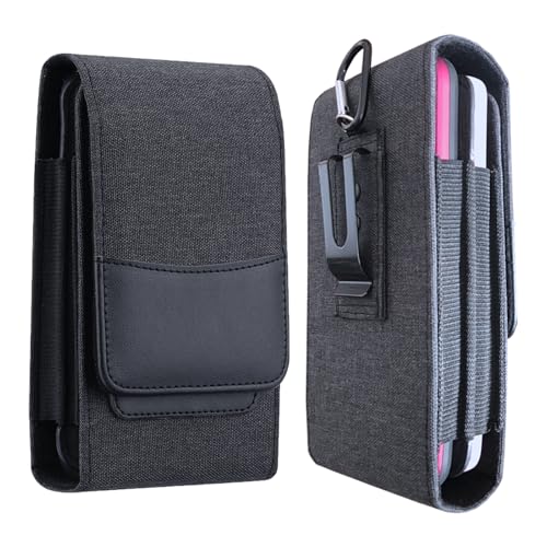 Dual Phone Holster Pouch Case with Belt Clip Waist Carring Pouch Universal Smartphone Case Up to 7 Inches for iPhone Pro Max Pro Samsung Galaxy Moto Cellphone Holder