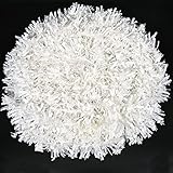 33ft /10m Snowflake Christmas Tinsel Garland White Metallic Twisted Hanging Garland with Star for Chistmas Tree Fireplace Home Decoration