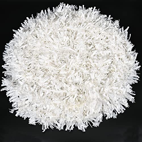Fushenmu Schneeflocken Lametta Girlande Weiß 10m