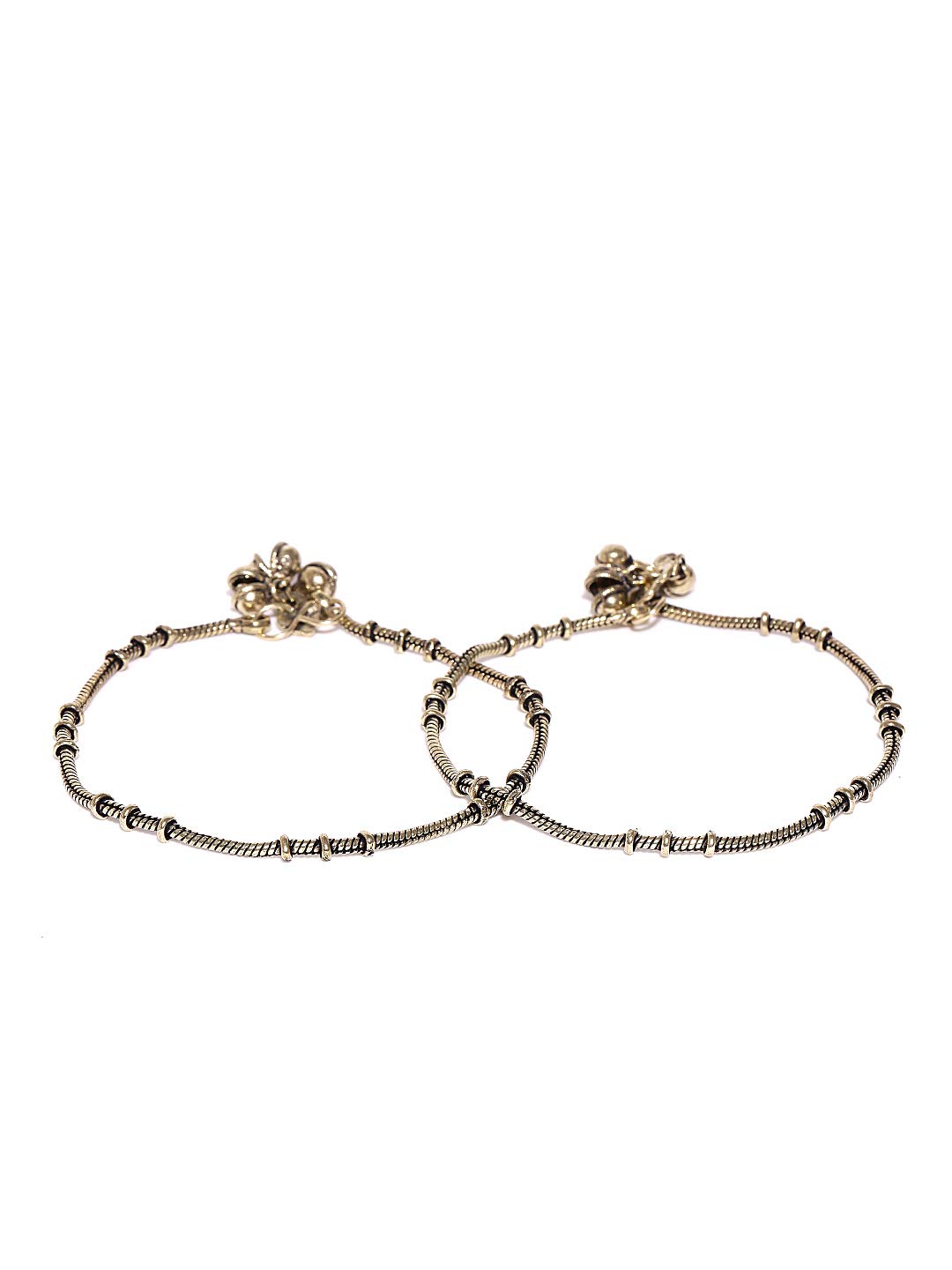 PriyaasiWomen's Pita's Designer Alloy Anklet/Payal (Gold)-Set of 2