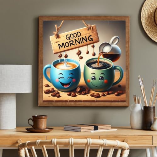 Image of ARPADAMO Diamond Art Kits for Adults,Coffee Cups Diamond Painting Kits for Adults Beginner, Full Drill Round Paint by Diamonds Dot Gem Art for Home Wall Decor 12x12inch