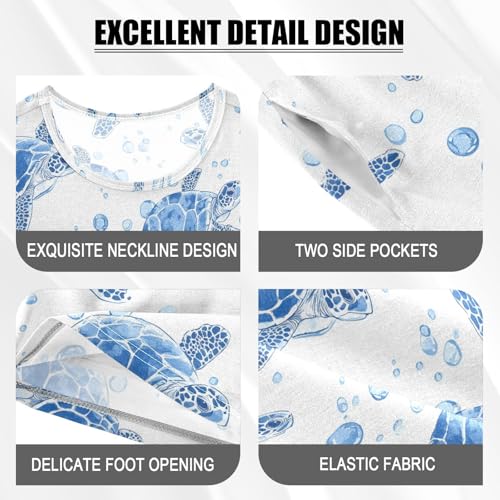 Vdsrup Sea Turtles Summer Pajamas Set Short Cotton Bubbles Water Sleepwear 2 Piece Unisex 5Y3