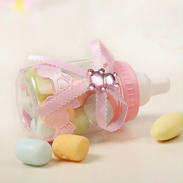 Süßigkeiten-Fläschchen Set – 24 Stück Mit Mini-Schnuller, Für Babyparty, Taufe & Geburtstag In Rosa/blau