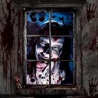 Halloween Fensterbilder Deko Outdoor Innen - Halloween Deko Fenster für Garten und Draußen, Gruselig Fensterdeko Türdeko Party Horror Accessoires für Indoor Aussen, 120 x 80cm