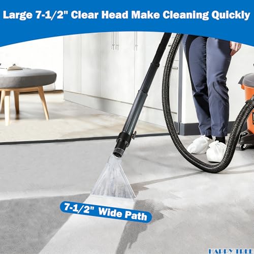 Image of Happy Tree Universal Fits All Shop Vacs with 2-1 /2 inch& 1-7 /8 inch & 1-1 /4 inch Adapters Large 7-1 /2 inch& Small 3-1 /2 inch Clear Head for Upholstery /Carpet Cleaning, Shop Vac Extractor Attachment