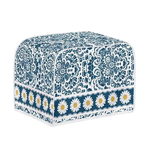 Image of Talayituse Daisy Flower Print Toaster Cover 2 Slice Wide Slot, Lightweight Toaster Dust Protection Washable Appliance Bag, Blue