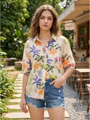 Image of URBAN OX Women's Casual Shirt - Stylish Printed Long Top for Women & Girls | Elegant Shirt for Women | Breathable Summer Tops for Women