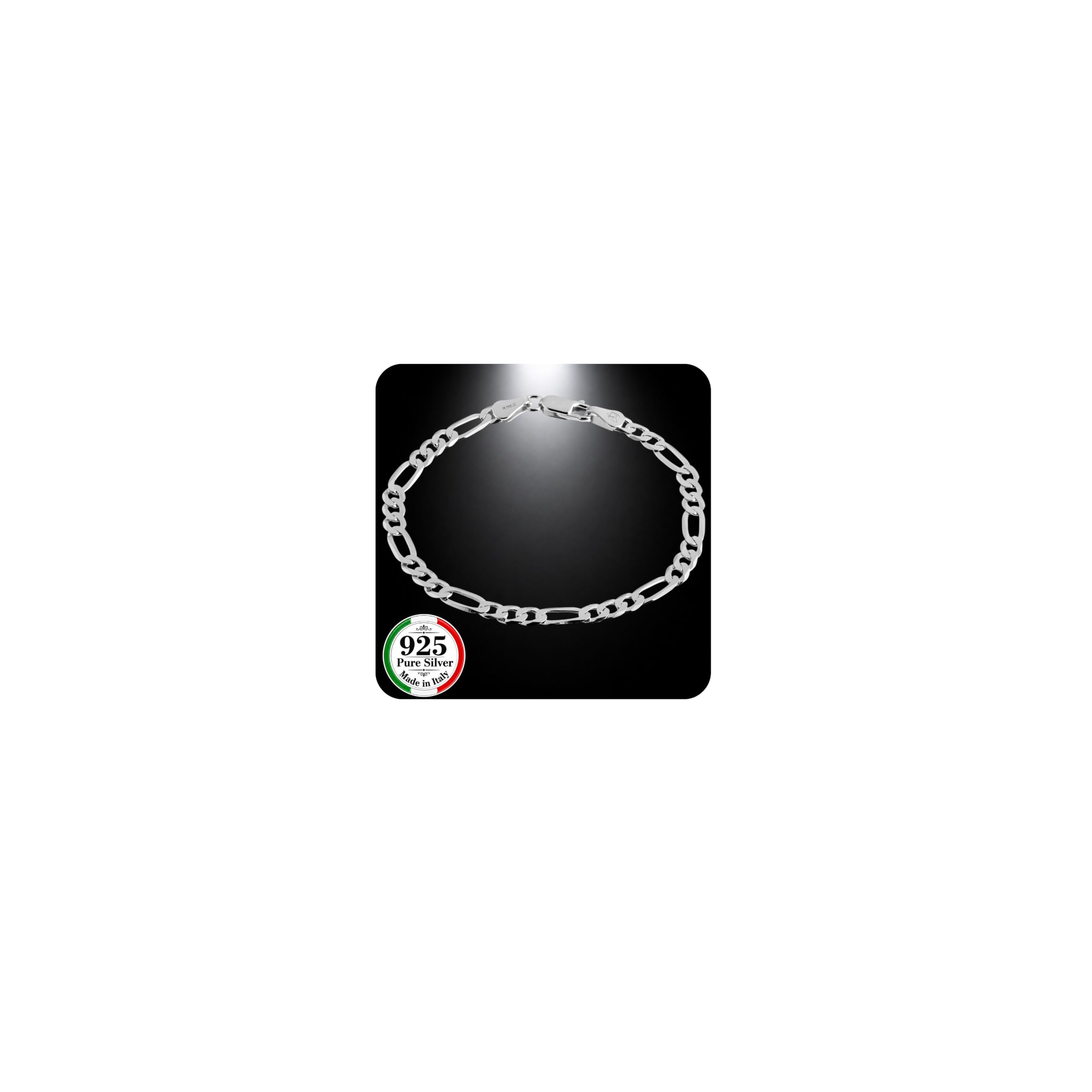 QUADRI - Bracciale Uomo Argento 925 - Braccialetto Uomo Idea Regalo | Bracciali modello Figaro - Made In Italy - Compleanno Anniversario - Scatola Inclusa