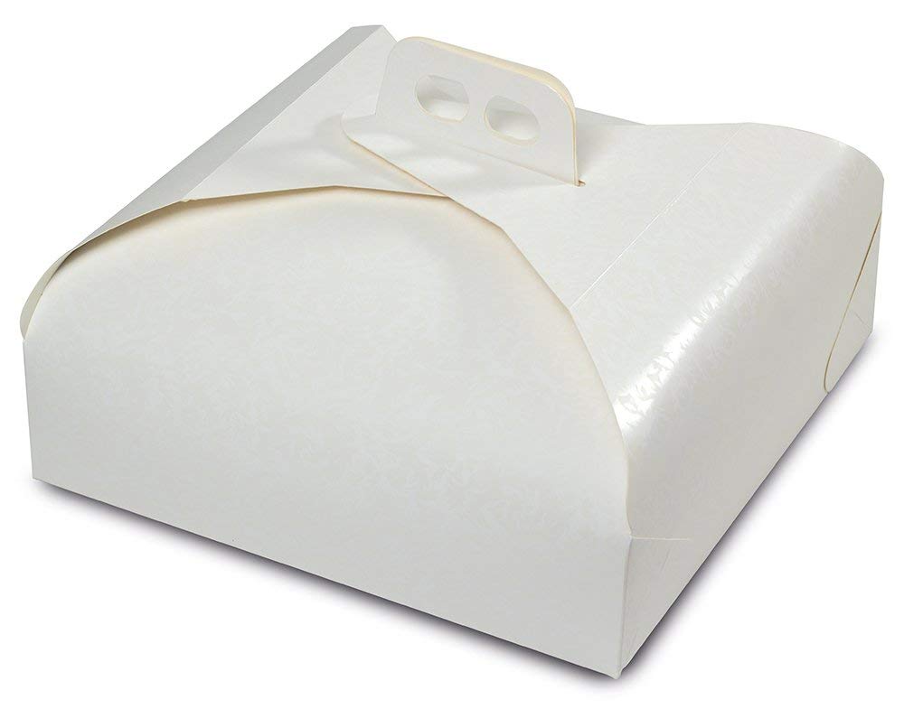 Porta Torta cm. 21x21 per alimenti Scatola in Cartone Trasportare Dolci Torte paste pasticceria Adatto per paste, pastine, tortine Vassoi Rettangolari e Quadrati Formato 21 (25)