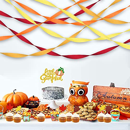 Crepe Paper Streamer Rolls Hanging Party Decoration Including Rose Red, Orange, Yellow,Fall Crepe Streamers For Thanksgiving Fall Autumn Wedding Baby Bridal Shower Birthday Supplies #TOP6