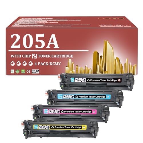 Image of 205A Toner Cartridges 4 Pack High Yield Replacement Cartridge for HP 205A CF530A CF531A CF533A CF532A LaserJet Toner Cartridge for HP Color LaserJet Pro M154a M154nw MFP M180 M180n Printers