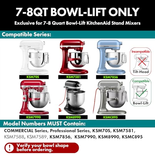 Image of Durable Spiral Dough Hook - Compatible with KitchenAid 7-8 Qt Bowl-Lift Stand Mixers