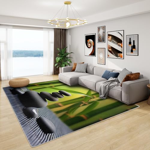 Générique Deco Jardin Zen - Tapis Zen, Petit Tapis Salon Chambre Pierre Bambou, Tapis de Sol Antidérapant et Lavable en Machine, Paillasson Interieur Entree...