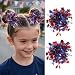 4th of July Hair Clip Patriotic Pom Pom Hair Clips for Girls Women Fourth of July Hair Accessories Glitter Cheerleader Bow Barrette Red White Blue Memorial Day Independence Day Hair Clip Gifts