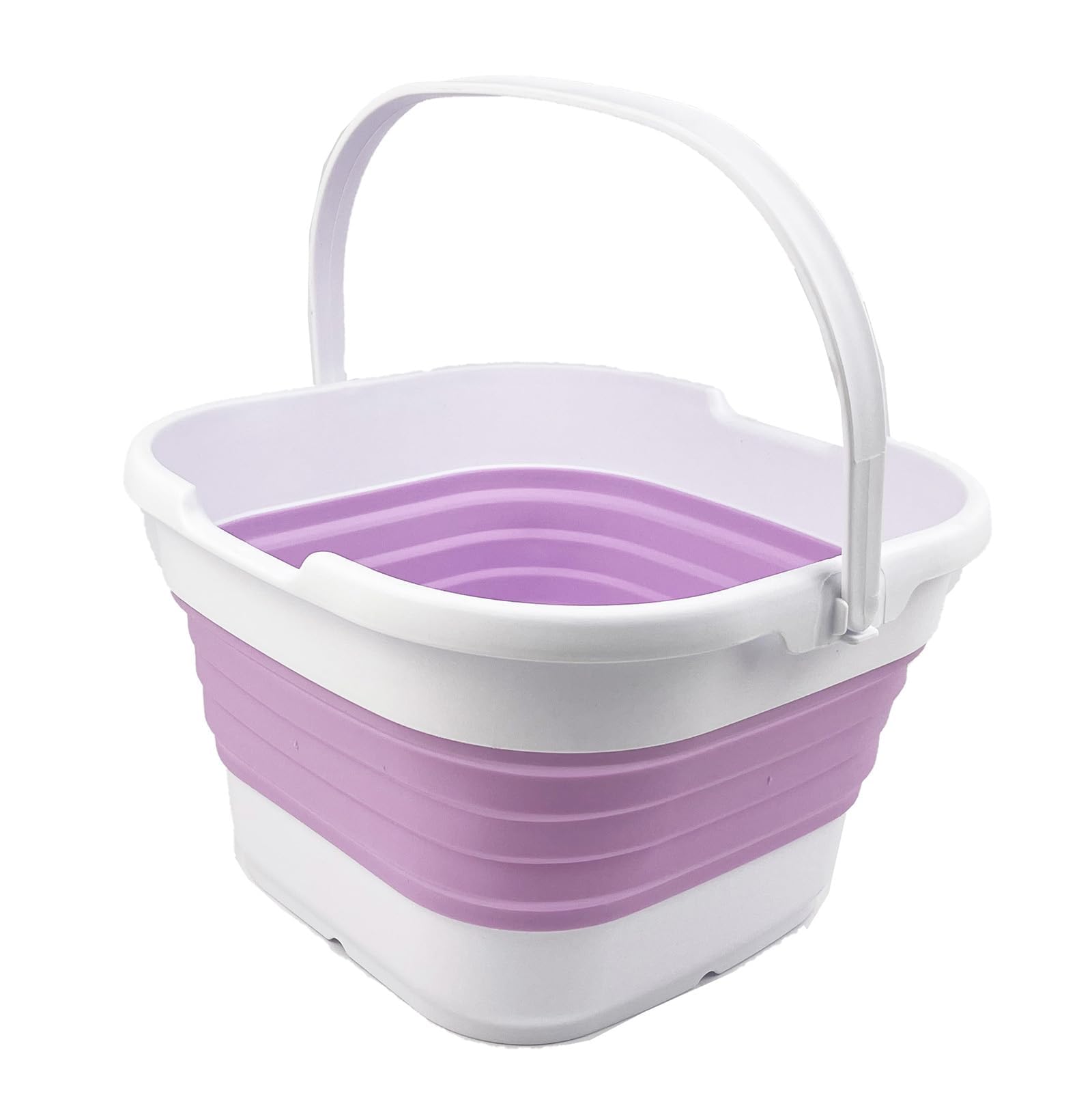 SAMMART 9.5L Collapsible Rectangular Handy Basket/Bucket (White/Pale Purple)
