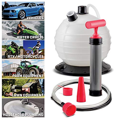 Powerbuilt Oil And Fluid Extractor 6.3 Quart (6 Liter), Manual Liquid Pump Extract And Transfer, Automotive, Engine, Transmission, Radiator, 647570 #TOP3