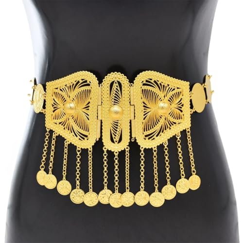 Women's Golden Butterfly Hollow Coins Metal Belt Female Body Jewelry Fashion Morocco Ethnic Waist Belly Chains2