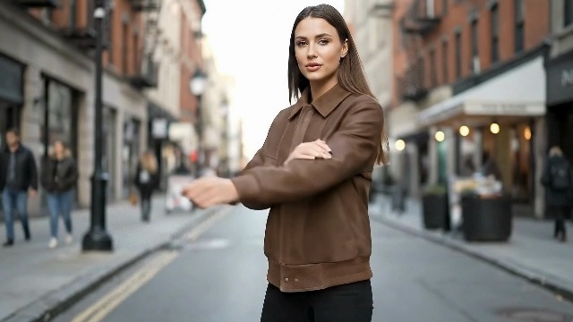 Brown Oversized Leather Jacket for Women Distressed Real Lambskin