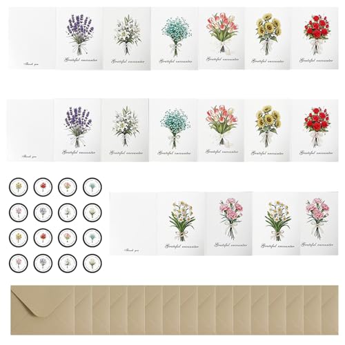 ZSUIQIN 16 piezas Tarjetas con sobres, Tarjeta de felicitación moderna, Tarjeta de Navidad y sobre, para tarjetas de felicitación, tarjetas de agradecimiento(8 estilos diferentes)