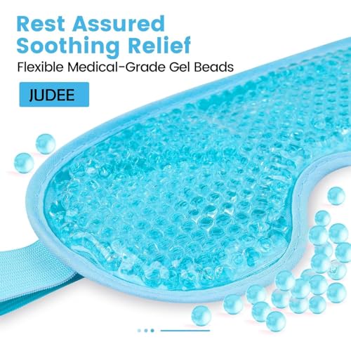 Image of JUDEE Reusable Gel Beads Eye Mask for Sleeping - Hot & Cold Therapy Eye Pillow for Relaxation and Comfort - Soft, Adjustable Sleep Mask (Blue)
