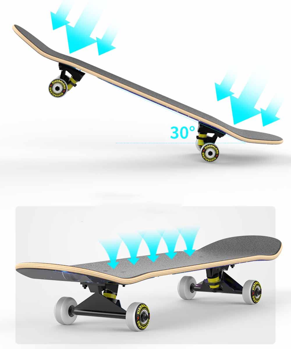 Skateboard Skateboard per Bambini, 31 x 8 Pollici Skateboard con Doppio Calcio per Principianti Mazzo di Acero Ragazzi Ragazze 【Selezione Colore e Motivo】