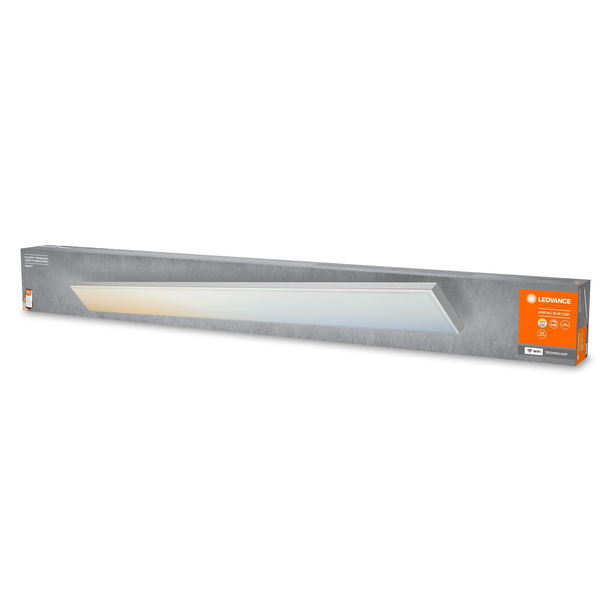 LEDVANCE Plafoniera LED intelligente, pannello interno con tecnologia WiFi, colore della luce variabile (3000K-6500K), 1200mm x 100mm, compatibile con Google e Alexa, SMART+ WIFI PLANON FRAMELESS