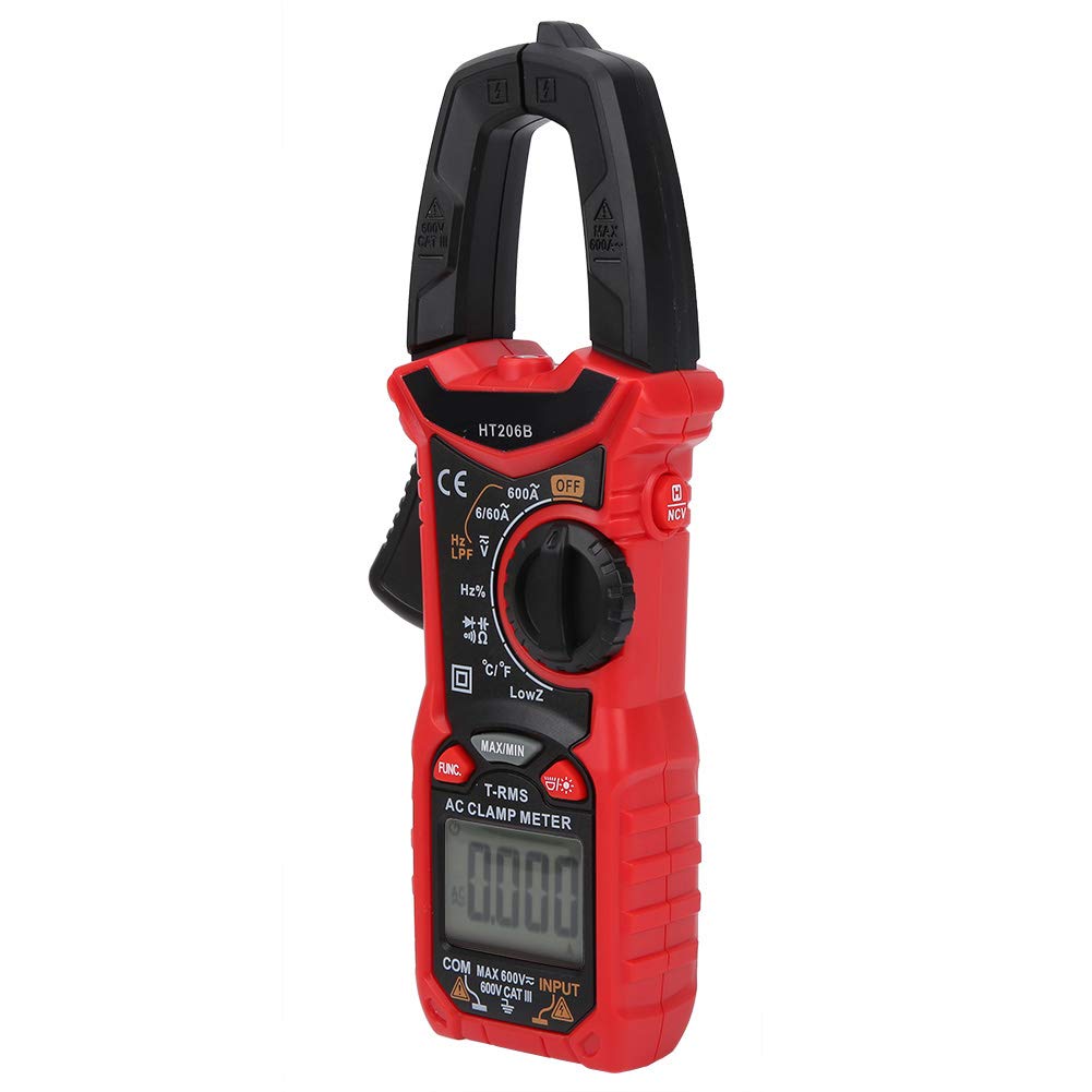 Multimetro Digitale a Pinza AC DC Accurato con Display LCD Auto-Range per Elettricisti Professionisti Tester Tensione Vero RMS HT206B