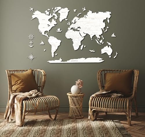 Image of AD INFINITUM 3D Wooden World map | Home Decor | Office Decor | a great gift for travelers | wall decor (Country Borders With Name, 3 x 2 feet