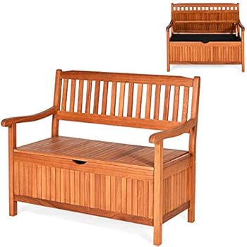 Alternative view of Tangkula Wooden Outdoor Storage Bench Large Deck Box, Entryway Storage Bench w/Inner Removable Dustproof Lining and Portable Handles for Patio Garden Balcony Yard (Natural)