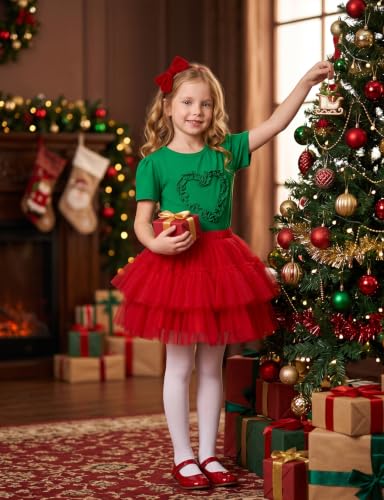 Image of Noomelfish Girls Ruffle Heart T-Shirts Cute Short Sleeve Tee Tops (3-12 Years)