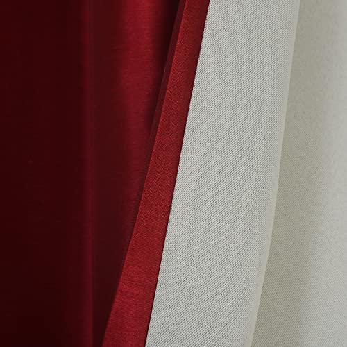 Image of GYROHOME Christmas Decoration Indoor Faux Silk Room Darkening Curtains, Fully Lined Solid Color Window Treatment Drapes Thermal Insulated Grommet Top Room Drapes, (2panels,52x84inch, Christmas Red)