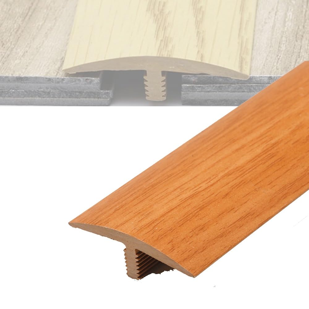 35.4in T-Molding Floor Edging Trim Strip, PVC Doorway Threshold Strip, Cuttable Flooring Transition Floor Gap Connecting Strips(Red Oak)