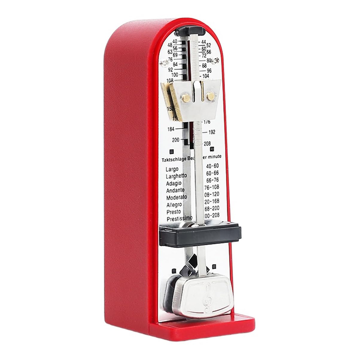 Ticha Metrónomo mecánico, mini batidor preciso 40-208 BPM, apto para guitarra, violín, dispositivo de ritmo Guzheng, rojo