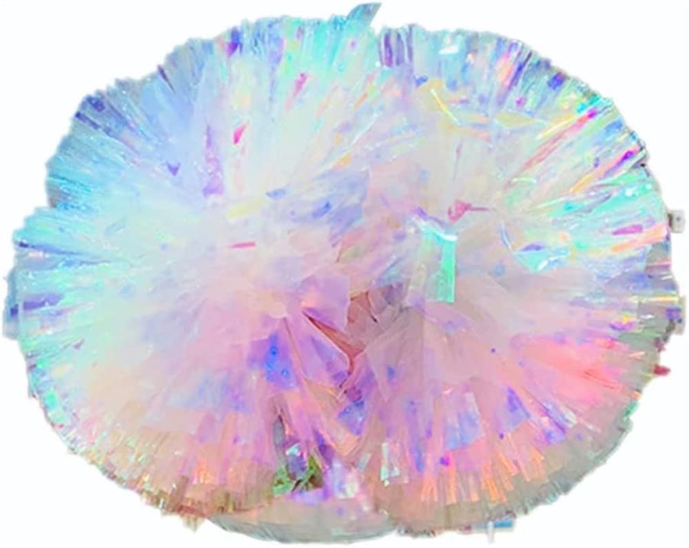 2 Pcs Cheerleading Pom Poms for Kids Adults, Rainbow Cheer Poms with Baton Handle for Team Spirit Cheering Dance School Sport Games Competition(Color:Rainbow)