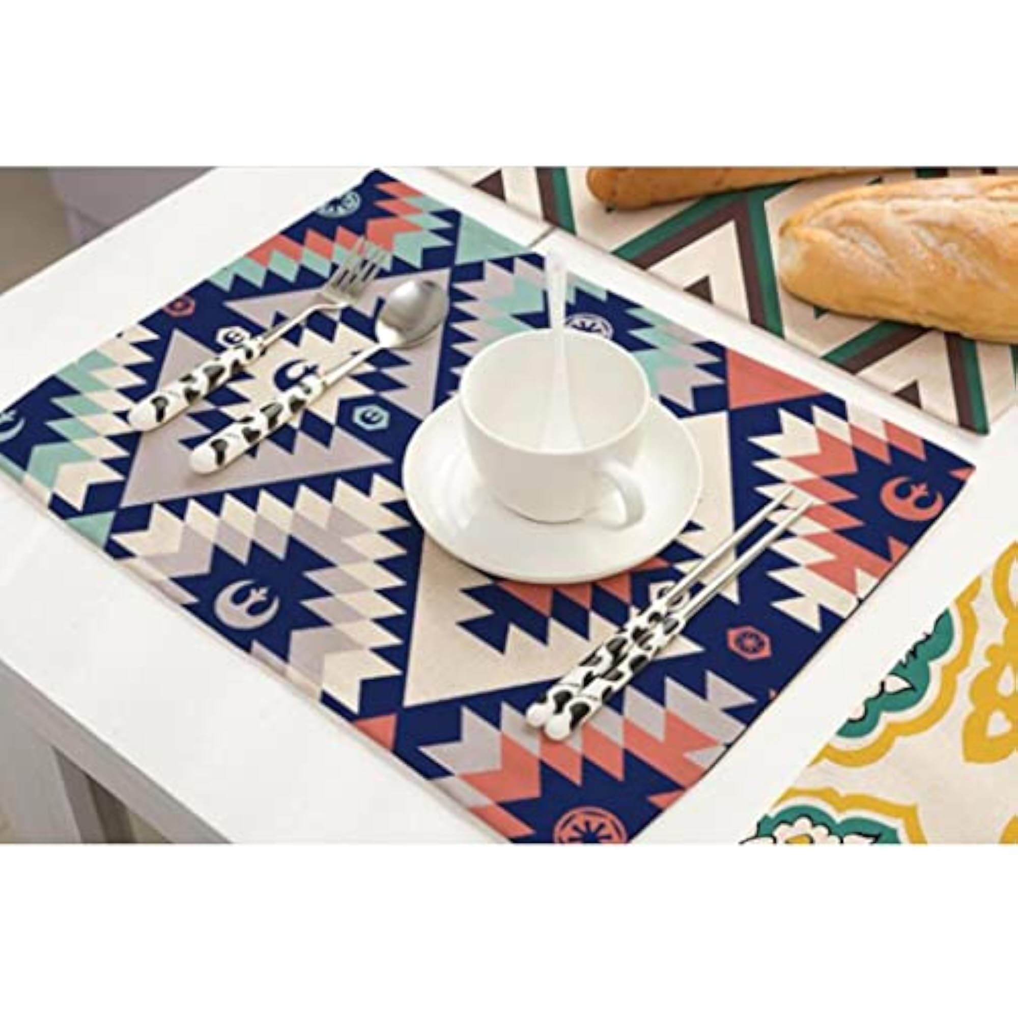 Cotton Linen Geometric Print Placemats, Pattern 1