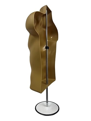Miniatura 15 de DisplayTown - Maniquí masculino de torso con soporte de metal, cuerpo hueco, apilable, forma para exhibir camisetas, mostrador, ferias de Negro
