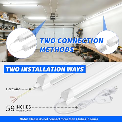 Image of JESLED LED Shop Lights 4FT with Remote, 45W 5400LM Dimmable Linkable Garage Light, 3000K-7000K Adjustable Color Temperature, for Workshop, Basement, Workbench, ETL Listed 4 Pack