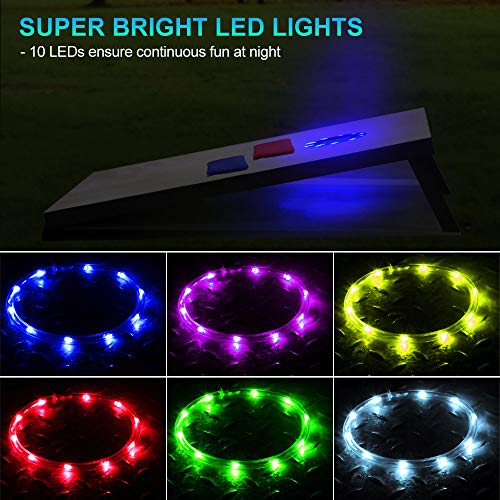 Alritz Cornhole Lights, 16 Color Changing Corn Hole LED Night Lights Standard Cornhole Board Ring Lights with Remote Control for Family Backyard Bean Bags Toss Game, Set of 2