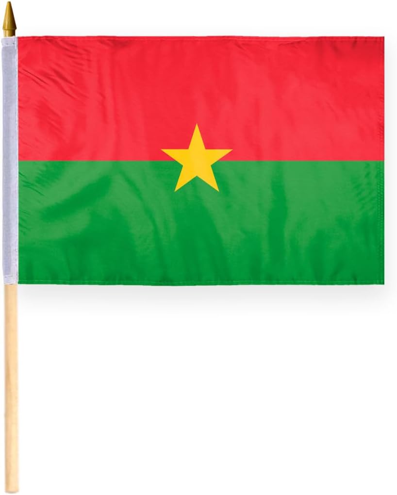 AGAS Republic of Burkina Faso Flag 2x3 ft Outdoor 200D Nylon Double Stitched Hem Rust Proof Brass Grommets Canvas Header Burkinabe National Flag
