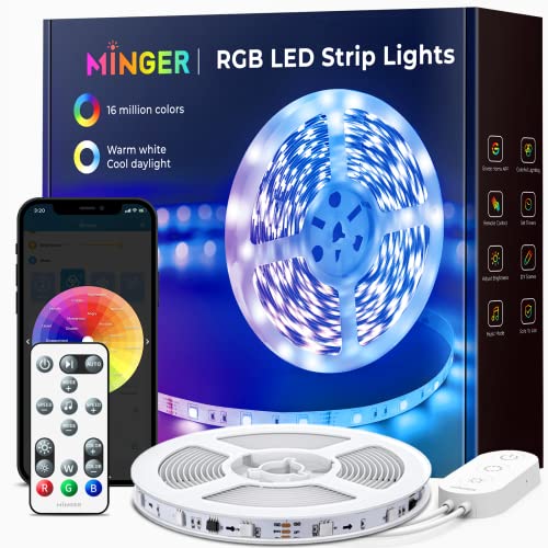 Minger Led Strip Lights With Remote And Control Box, 16.4Ft Music Sync Led Lights, Rgb Color Changing Lights With 64 Scenes Modes On App, Led Lights For Bedroom, Diy For Room, Kitchen, Home Decor #TOP4
