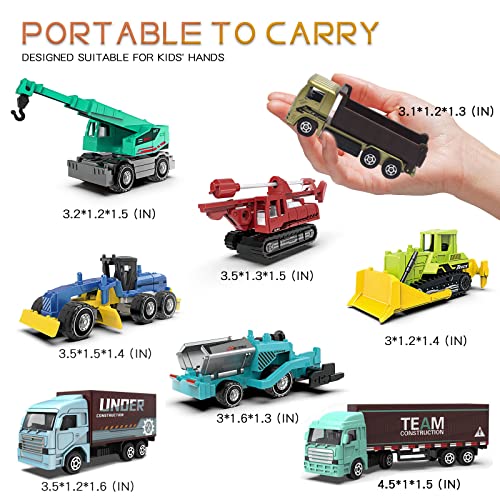 Otonopi Construction Truck Vehicle Toy Mini Metal Car Set With Dump Truck Bulldozer Crane Model Truck Paver Container Truck Spin Drilling Rig Map Road Sign For Boys Toddlers Kids Girls Age 3+ Gift #TOP4