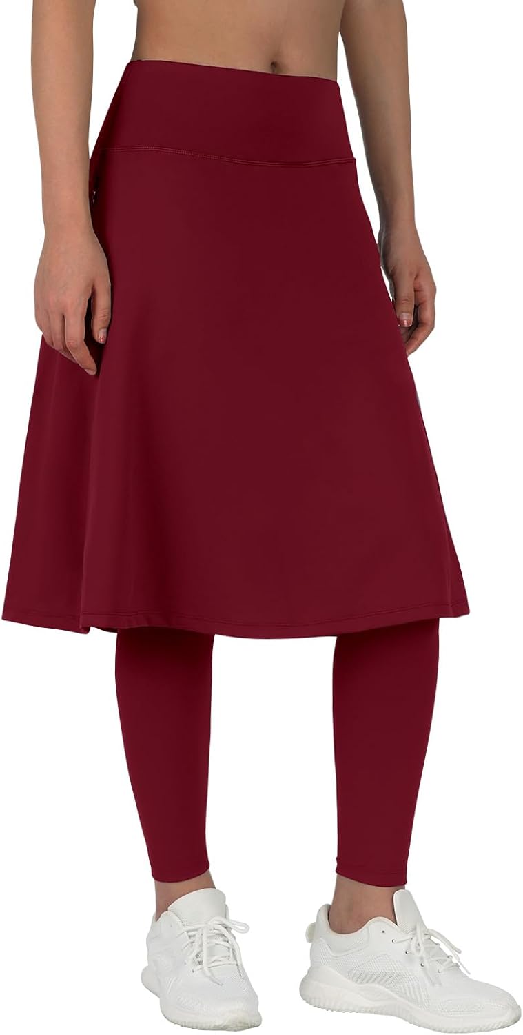 ANIVIVO Women Long Knee Length Skirt with Full Leggings,Skirted Leggings with High Waisted Pockets - Image 2