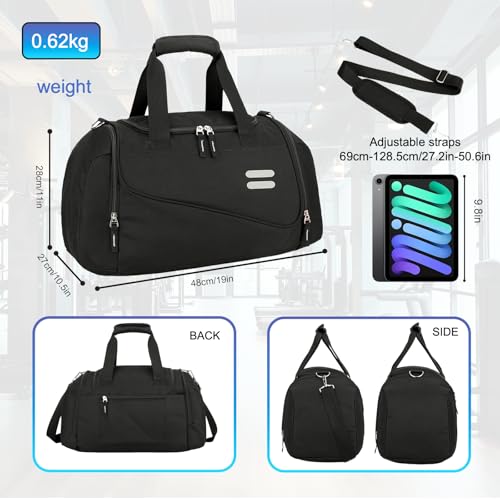 Urbanstand Gym Bag for Men & Women - 40L Duffel Bag with Shoe Compartment, Carry On Overnight Water Resistant Duffle Bag for Travel, Sports, Fitness & Workout, Black3