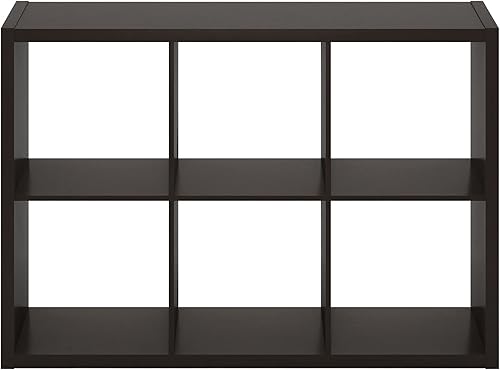 Miniatura 9 de Furinno Organizador de almacenamiento de cubos decorativos con respaldo abierto, 6 cubos, roble oscuro