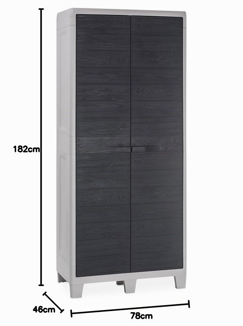 TOOMAX Woody's XL 2-türiger Schrank, Plastik, lichtgrau/Anthrazit, 78 x 46 x 182 cm